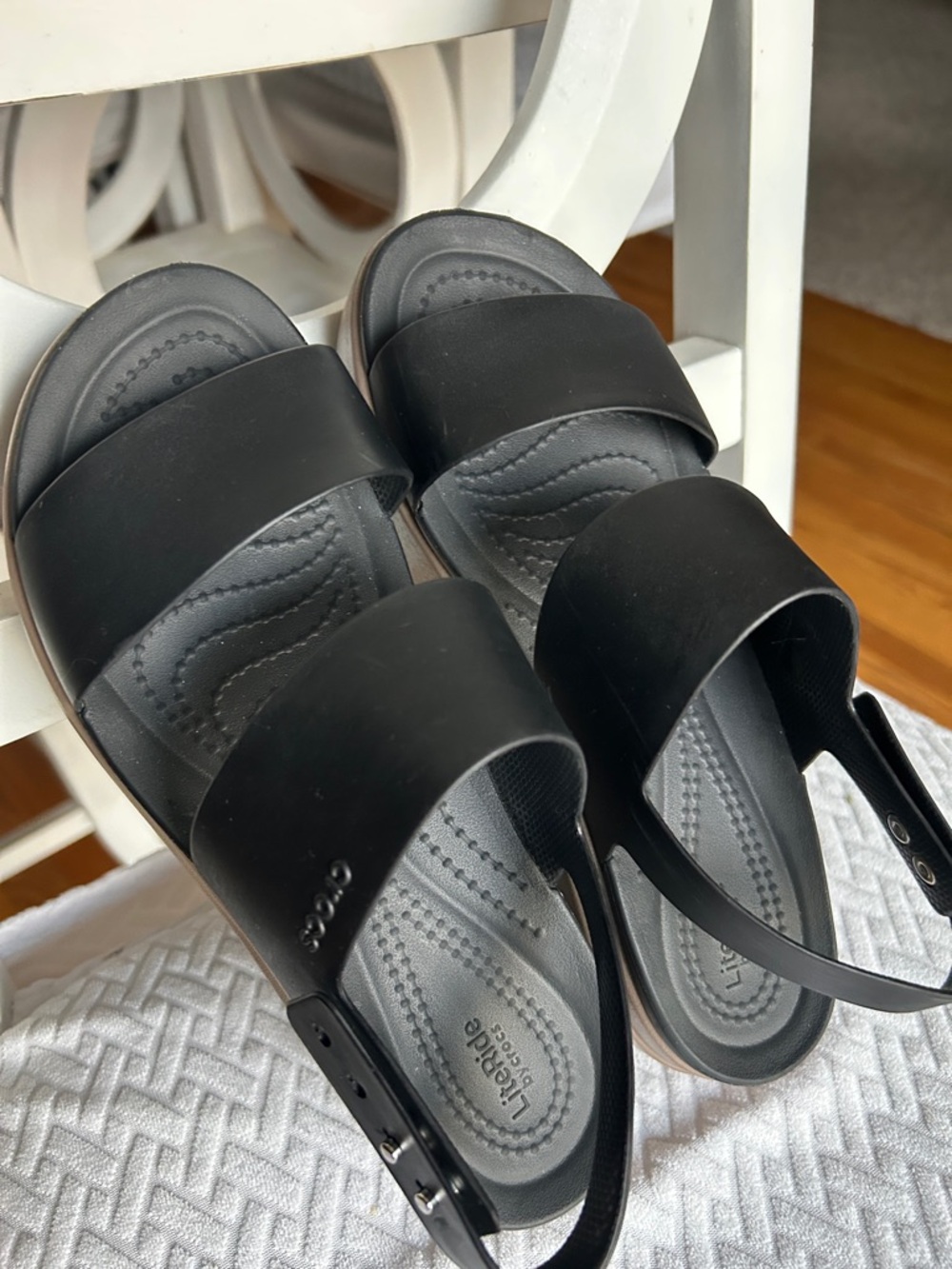CROCS Black Double-Band Slingback Sandals